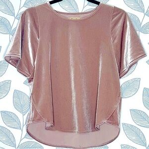 Madewell Top Size XXS Velvet Butterfly Tee Rose Gold Pink Shiny Boxy‎ Velour